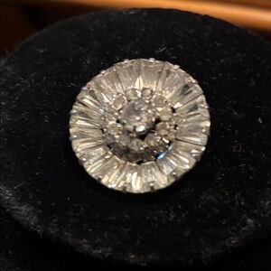 Vintage Elegant Silver Tone Brooch w/Clear Rhinestones It's a beautiful piece.
